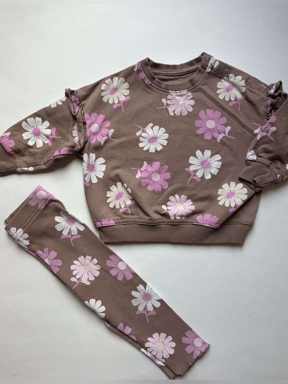 2/$20 George Mauve Brown Floral Sweatshirt & Leggings Set